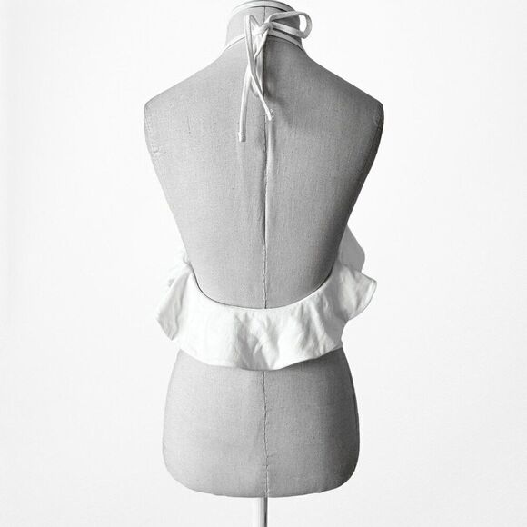 H&M Off White Knit Ruffle Halter Open Back Crop Top Size XS - Picture 5 of 6